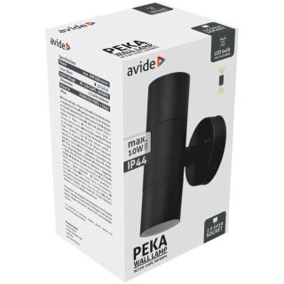 Avide Peka cserélhető fényforrású kültéri fali lámpa, max.2x10W (GU10, IP44, fekete)