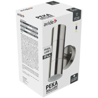 Avide Peka cserélhető fényforrású kültéri fali lámpa, max.2x10W (GU10, IP44, szatén nikkel)