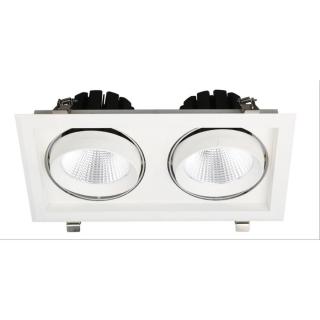 Avide Sein LED Downlight 2x30W mélysugárzó, üzletvilágítás, négyzet alakú (dönthető, 5600 Lumen, 4000K, természetes fehér, 20° szórásszög)