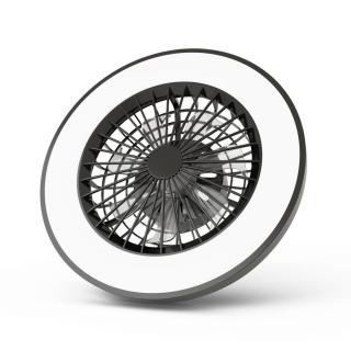 Avide Whitney CCT Mennyezeti lámpa ventilátorral, fekete színű, 2x24W+15W motor, távirányítóval