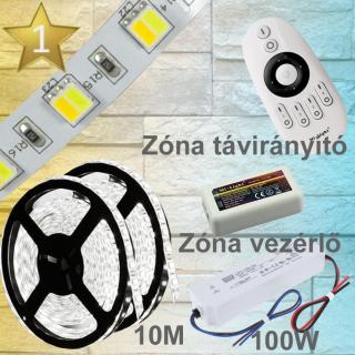 CCT Gold1 LED szalag szett 10m (2835 SMD 120led/m szalag +Zóna RF gombos vezérlő + 100W táp)