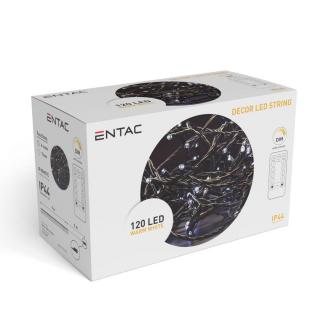 Entac Karácsonyi Fényfüzér 120 LED, WW (meleg fehér), 9m, IP44, infra távirányítóval