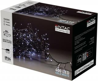 Entac Karácsonyi Fürtös Fényfüzér 400 LED, CW, 6400K, (hideg fehér), 8m, IP44