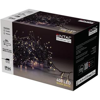 Entac Karácsonyi Fürtös Fényfüzér 400 LED, WW, 3000K, (meleg fehér), 8m, IP44