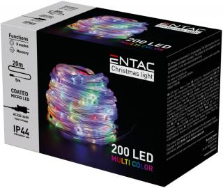 Entac Karácsonyi Füzér, IP44, 200 LED,  PVC bevonatú Micro LED, MC (multicolor), 20m