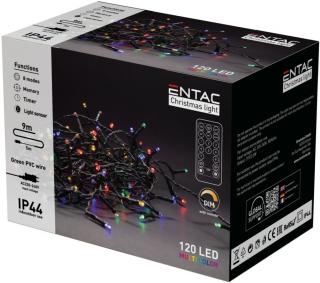 Entac Karácsonyi IP44 Fényfüzér színes (multicolor) 120 LED, 9m, távirányítóval