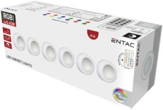 Entac Mini Hordozható Led éjjeli fény Távirányítóval 0,45W, RGB + W (3000K), IP40, 6db/csomag