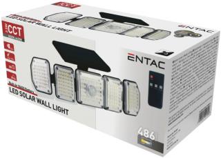 Entac Napelemes Műanyag Lámpa 2.5W, SMD, 5 fej, fali reflektor, IP44, mozgásérzékelővel, 486 lumen, CCT