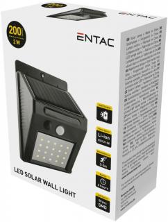 Entac Napelemes Műanyag Lámpa 2W SMD, fali reflektor, ip65, mozgásérzékelős, 200 lumen