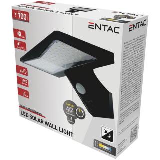 Entac Napelemes Műanyag Lámpa 4W SMD, fali reflektor, IP44, mozgásérzékelővel, 3 mód, 700 lumen, 6400K, hideg fehér