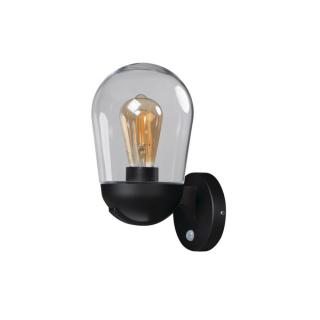 Kanlux Liego EL 28 UP SE B (fekete) cserélhető fényforrású kerti lámpatest, max.15W, mozgásérzékelős (PIR), E27 foglalattal, oldalfalra szerelhető, IP44, kültéri