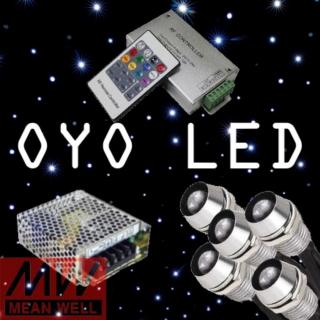 Oyo Led 100db-os "Csillagos égbolt" IP68 + RGB rádiófrekvenciás vezérlő 20 gombos távirányítóval+ Mean Well LRS35 Fém táp (Gold csomag)