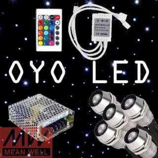 Oyo LED 50db-os "Csillagos égbolt" IP68 + RGB 24gombos infrás vezérlő + 25W MEAN WELL fém táp (SILVER készlet)