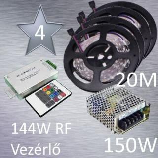 Silver 4 (5050 SMD 30led/m szalag +RF 20 gombos vezérlő + 150W fém táp)