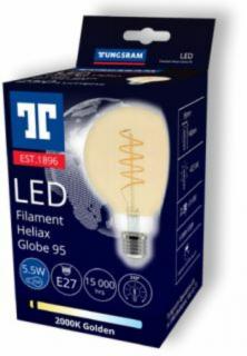 Tungsram 5,5W LED filament G95, gömb fényerőszabályozható E27 lámpa (2000K, meleg fehér, 250 lumen)