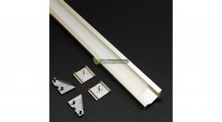 CORNER LED aluprofil 1000 mm, fedővel, záróvégekkel, rögzítővel