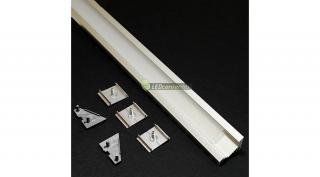 CORNER LED aluprofil 2000 mm, fedővel, záróvégekkel, rögzítővel