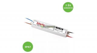 Scharfer IP67 fémházas stabilizált LED tápegység, 20W, 230V/DC12V, 7 év garancia, SCH-20-12