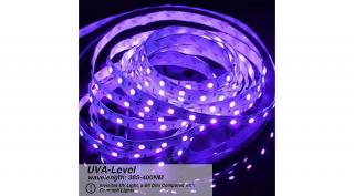 UV beltéri LED szalag, 60 SMD2835 LED 4,8W/m, ultraviola
