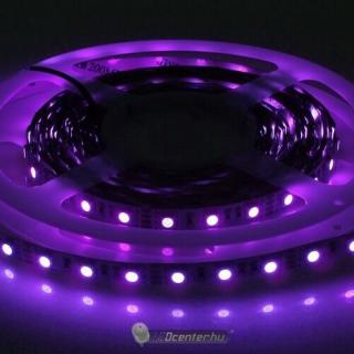 UV beltéri LED szalag, 60 SMD5050 LED 14,4 W/m, ultraviola, 3évG