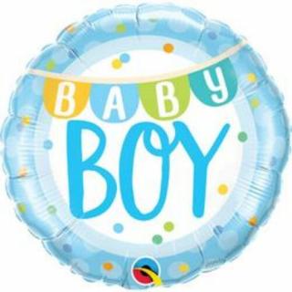 18 inch-es Baby Boy Banner  Dots Fólia Lufi Babaszületésre