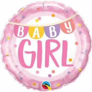 18 inch-es Baby Girl Banner  Dots Fólia Lufi Babaszületésre