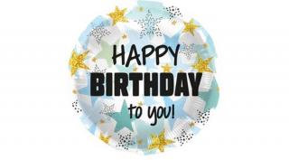 18 inch-es birthday stars blue gold fóli