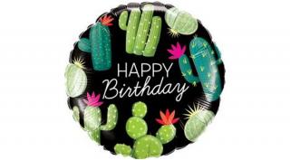 18 inch-es Cactuses - Kaktusz Mintás Happy Birthday Szülinapi Fólia Lufi