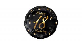 18 inch-es Happy 18th Bday fekete arany