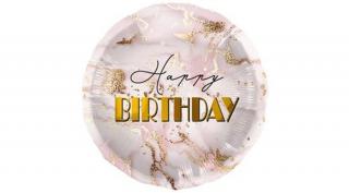 18 inch-es Happy Bday marble pink fólia