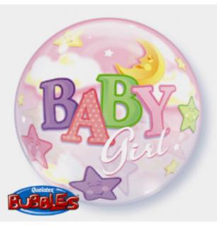 22 inch-es Baby Girl Moon és Stars Bubble Bébi Lufi Babaszületésre