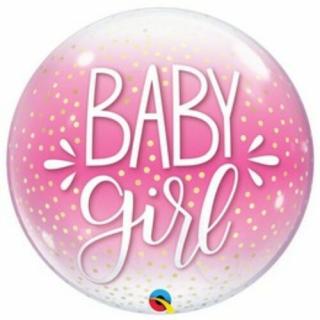 22 inch-es Baby Girl Pink  Confetti Dots Bubble Lufi Babaszületésre