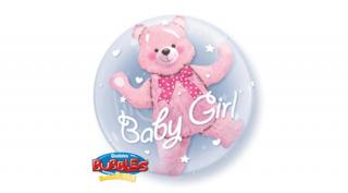 24 inch-es Baby Pink Bear Double Bubbles