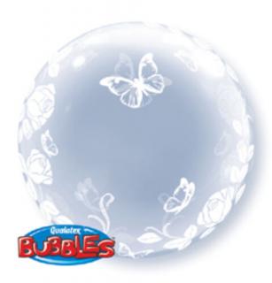 24 inch-es Elegant Roses and Butterflies - Rózsás és Lepkés Deco Bubble Léggömb