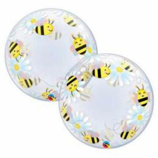 24 inch-es Méhecske Mintás - Sweet Bees  Daisies Deco Bubble Lufi