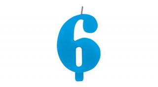 6-os csillagszórós kék gyertya talppal