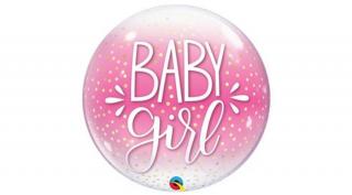 Baby girl confetti and dots bubble