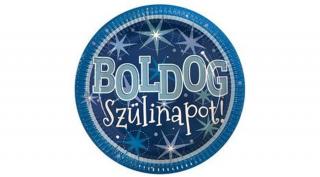 Boldog szülinapot kék parti tányér
