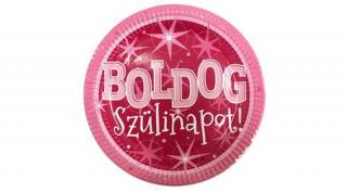 Boldog szülinapot rózsaszín parti tányér