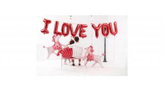 I love you fólia lufi, piros betűkből