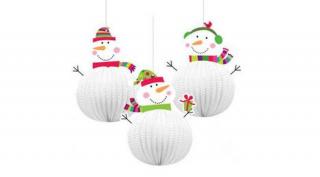 Joyful snowman lampion 20 cm, 3 db