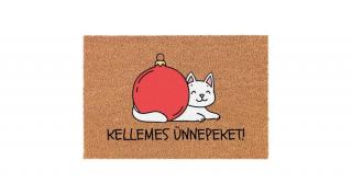 Lábtörlő macskával Kellemes ünnepeket