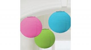 Multi kék, pink, zöld gömb lampion 3db