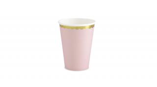 Parti pohár rózsaszín, arany szegély, 220ml