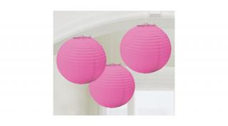 Rózsaszínű gömb lampion 3 db-os, 24 cm