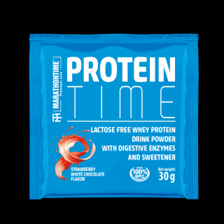Protein Time Laktázenzimmel Dúsított fehérje Fehér csokoládé - Eper íz  30g