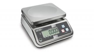 KERN FFN 1K-4N (1,5kg/0,0002kg) HACCP kompatibilis IP65 rozsdamentes acél digitális asztali mérleg, adapter, opcionális akkumulátor