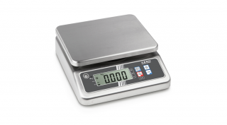KERN FOB 10K-3LM (15000g/5g) rozsdamentes, IP67-es védettség, HACCP kompatibilis digitális asztali mérleg ellenőrző méréssel, hitelesíthető