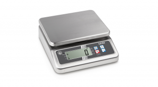 KERN FOB 3K-3LM (3000g/1g) rozsdamentes, HACCP kompatibilis digitális asztali mérleg ellenőrző méréssel, hitelesíthető