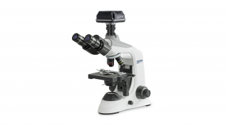 KERN OBE 124C825 biológiai digitális mikroszkóp kamerával 40x/100x/400x nagyítás, állítható asztal, állítható fényerejű 3 W-os LED alsó megvilágítás, trinokuláris, szoftver